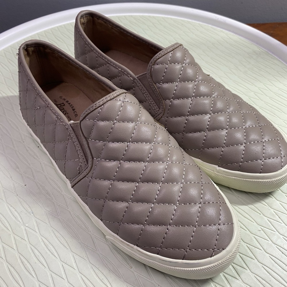G.H. Bass Loafer Shoes Womens 6M Quilted Sneakers Slip-On Dark Taupe